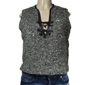 VTG 70s TWEED M Academia PREPPY Cropped Black Collegiate Retro Gossip girl Vest